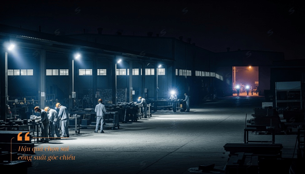 Hậu quả chọn sai công suất/góc chiếu đèn pha chiếu sáng ngoài trời