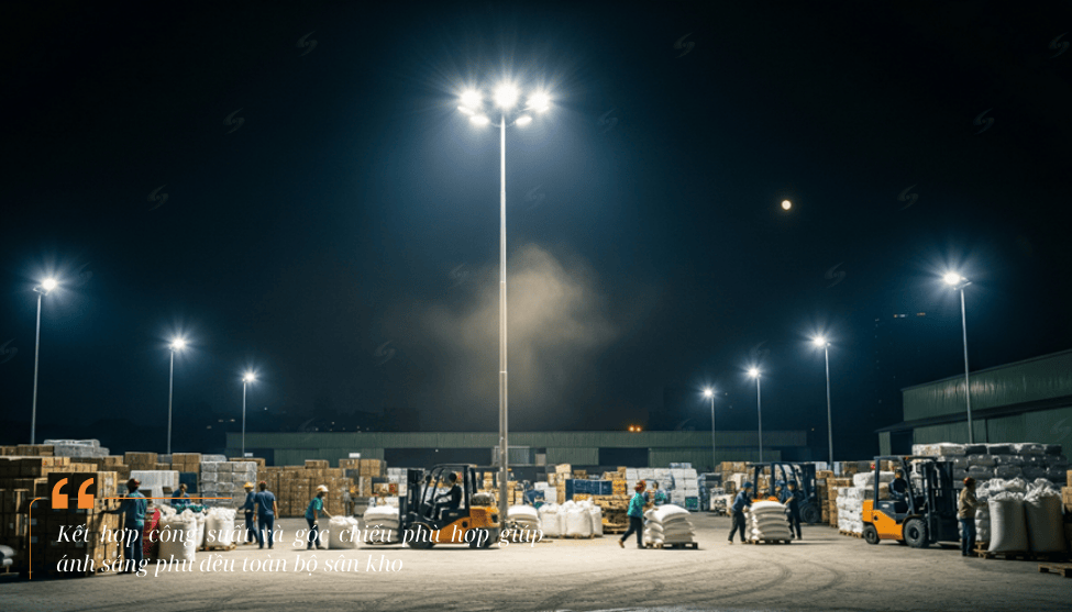 Công suất & góc chiếu chuẩn cho đèn pha chiếu sáng ngoài trời 