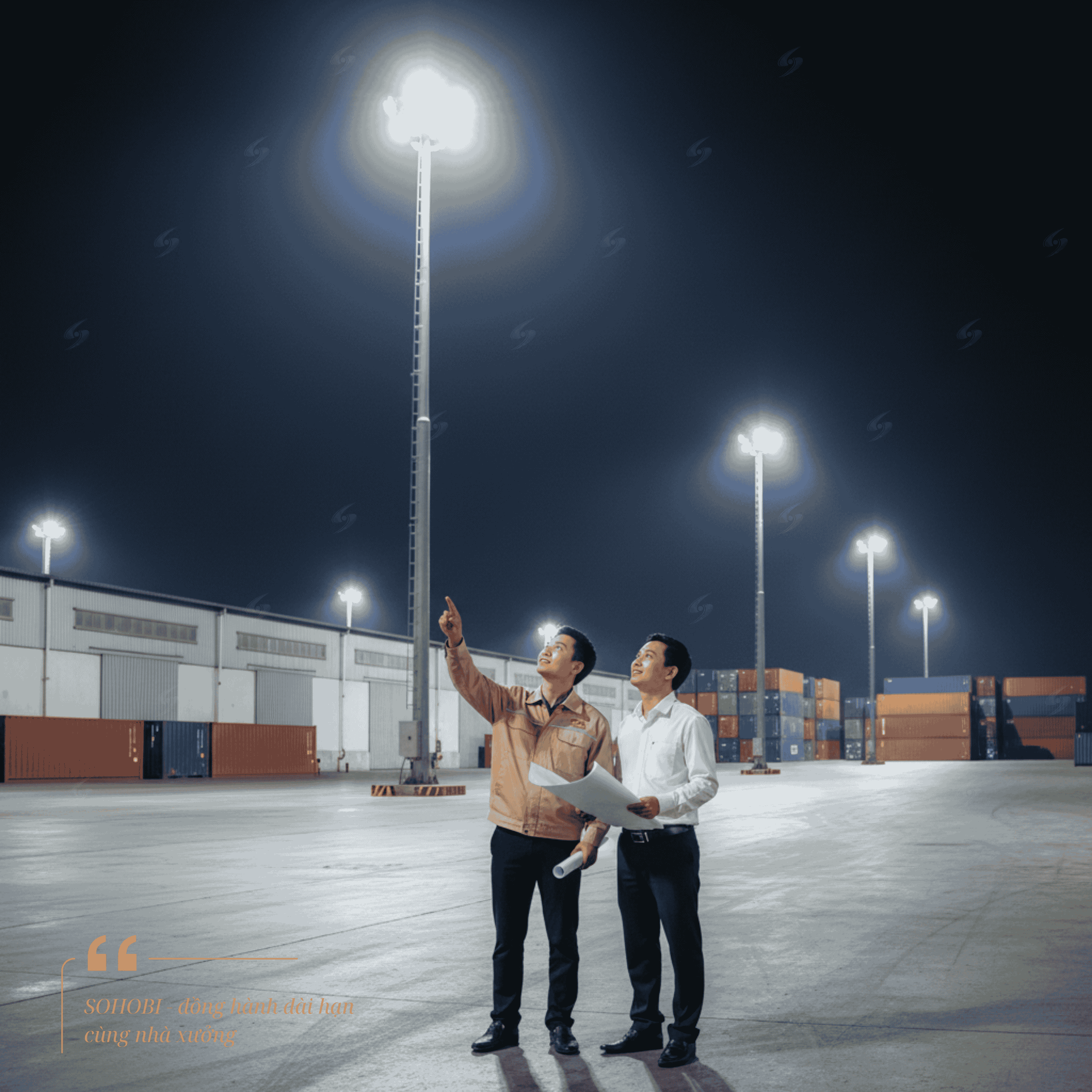 SOHOBI tư vấn giải pháp đèn LED ngoài trời chống nước cho nhà xưởng, khảo sát thực tế và đồng hành cùng chủ đầu tư.