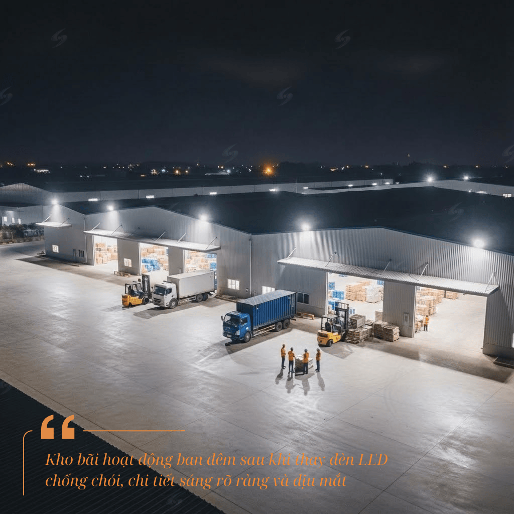 Camera ghi hình rõ nét ban đêm sau khi thay đèn LED chống chói, chi tiết rõ và màu trung tính