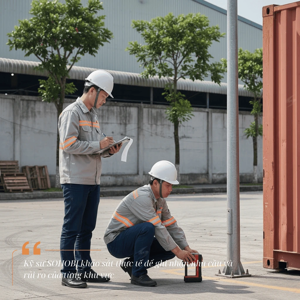 Kỹ sư SOHOBI khảo sát thực tế để ghi nhận nhu cầu và rủi ro của từng khu vực.