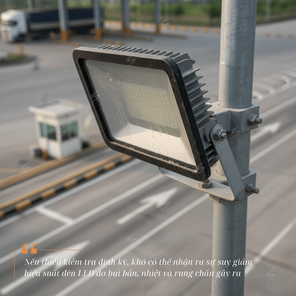 Bụi bẩn, nhiệt tích tụ và rung chấn là những yếu tố khiến đèn LED ngoài trời suy giảm hiệu suất mà người vận hành khó nhận ra nếu không kiểm tra định kỳ.